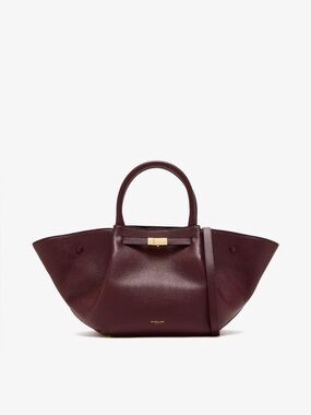 NEW DeMellier The Midi New York Tote bag in burgundy grain leather
